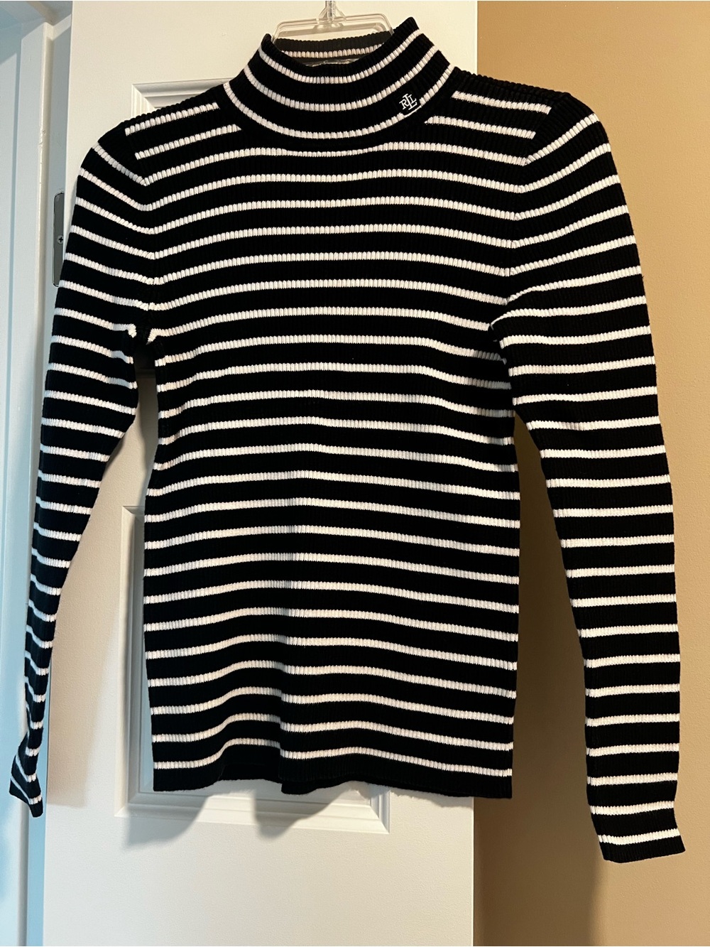 Ralph Lauren Black & White Striped Turtleneck Sweater